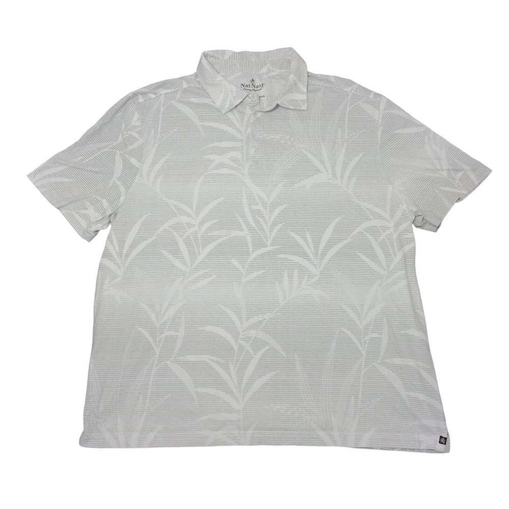 Nat Nast Men's 2XL Polo Shirt‎ Gray Floral Short Sleeve Luxury Originals